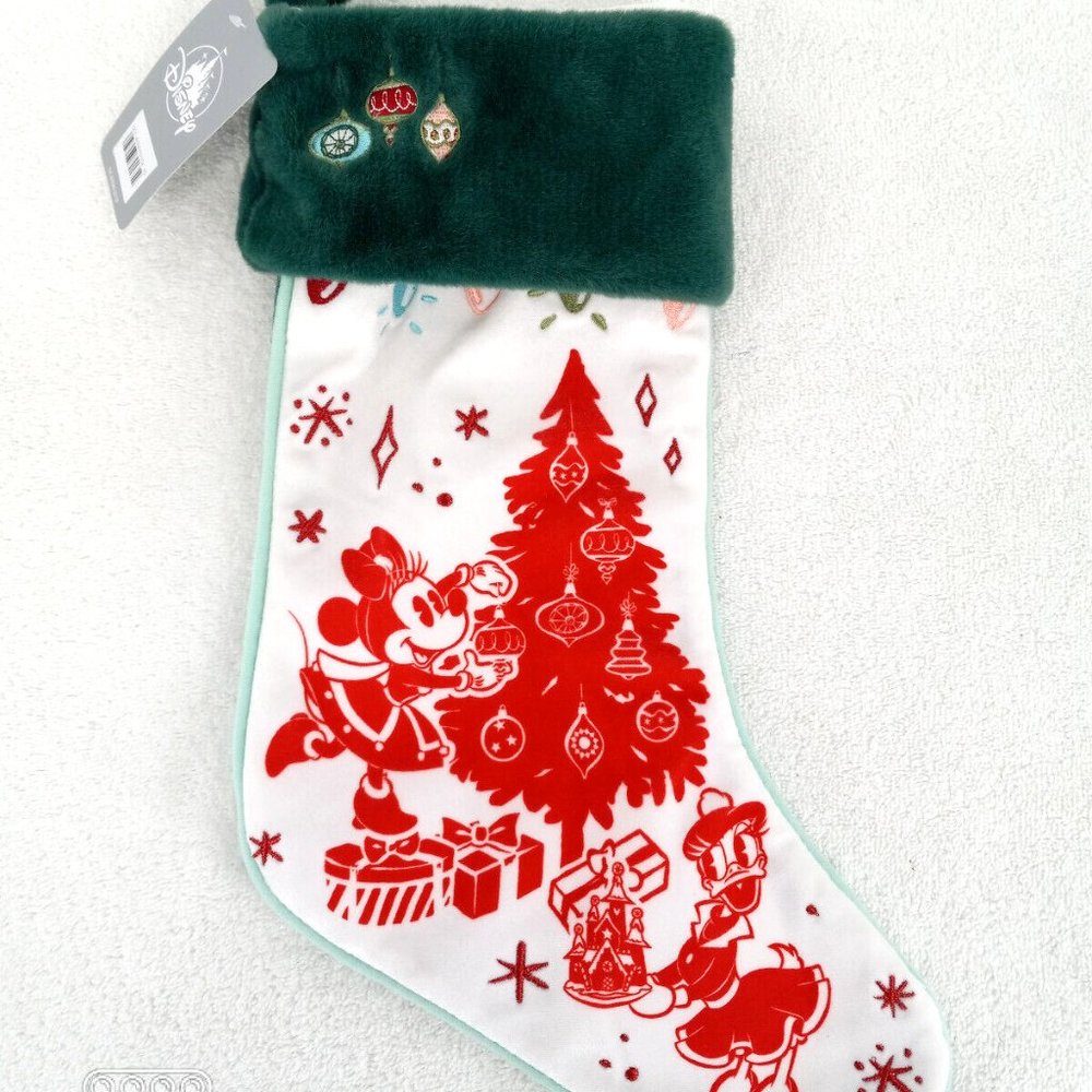 Disney Parks 2022 Vintage Holiday Minnie Mouse & Daisy Christmas Stocking